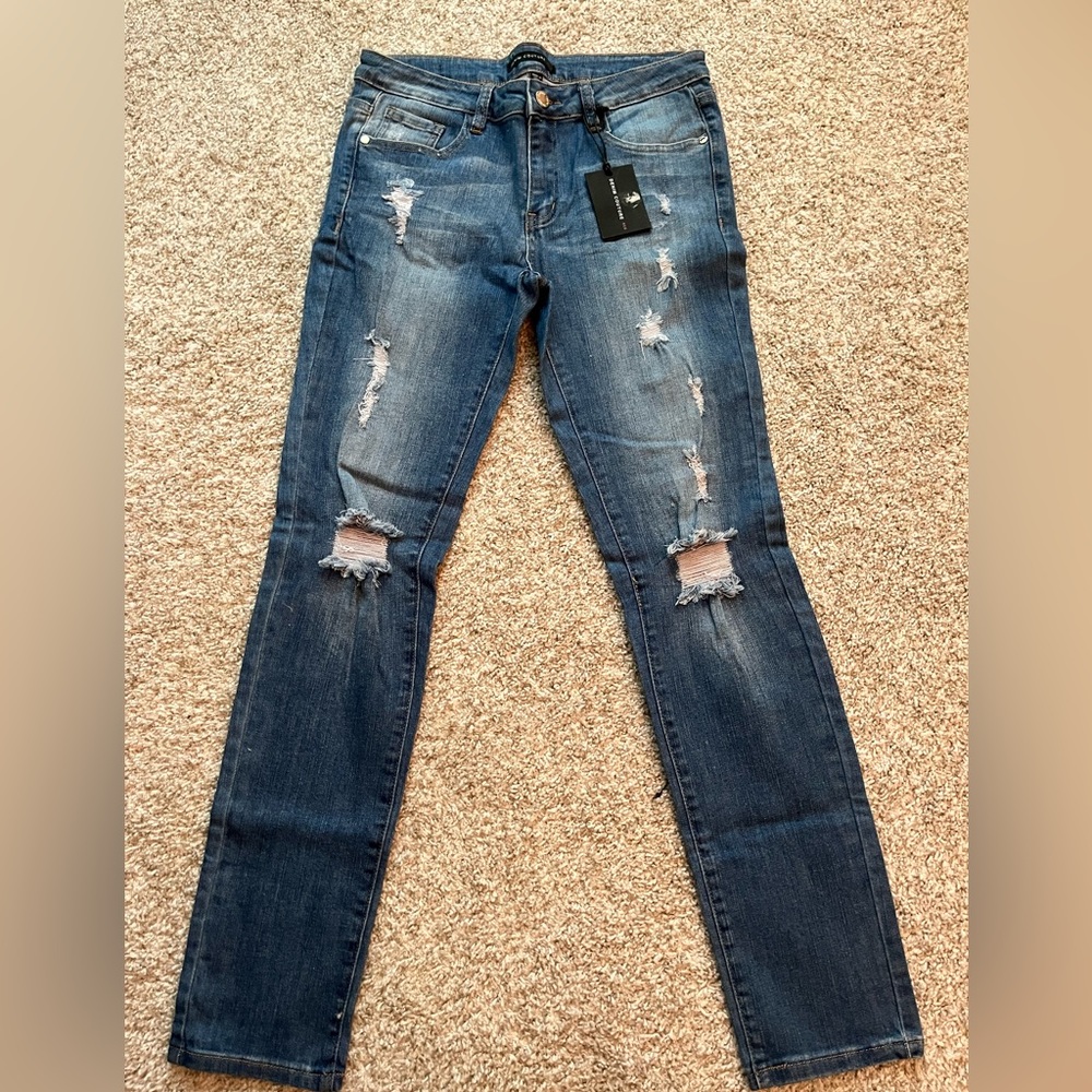 DENIM COUTURE red 🌞 size 9 distressed stretch jeans